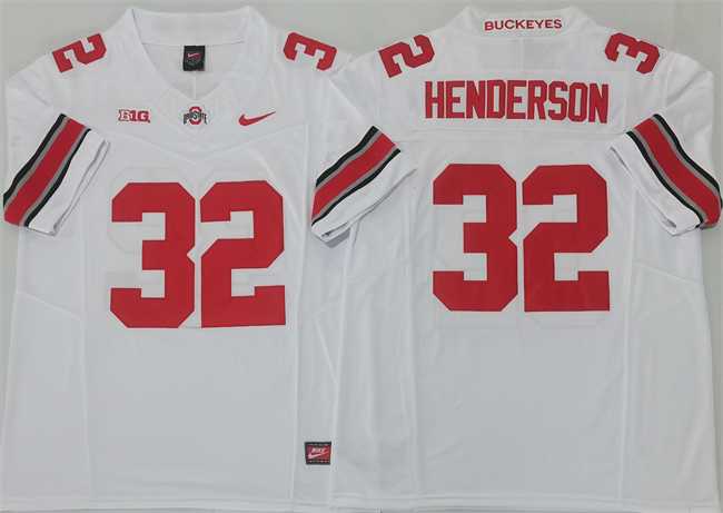 Men%27s Ohio State Buckeyes #32 TreVeyon Henderson White 2025 F.U.S.E. Limited Stitched Jersey